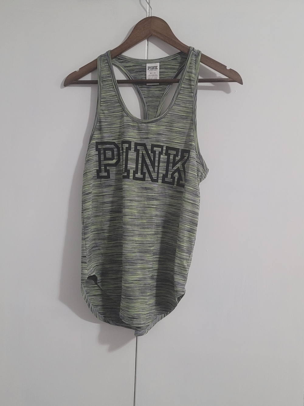 PINK Victoria's Secret Green Space-Dye Racerback Tank